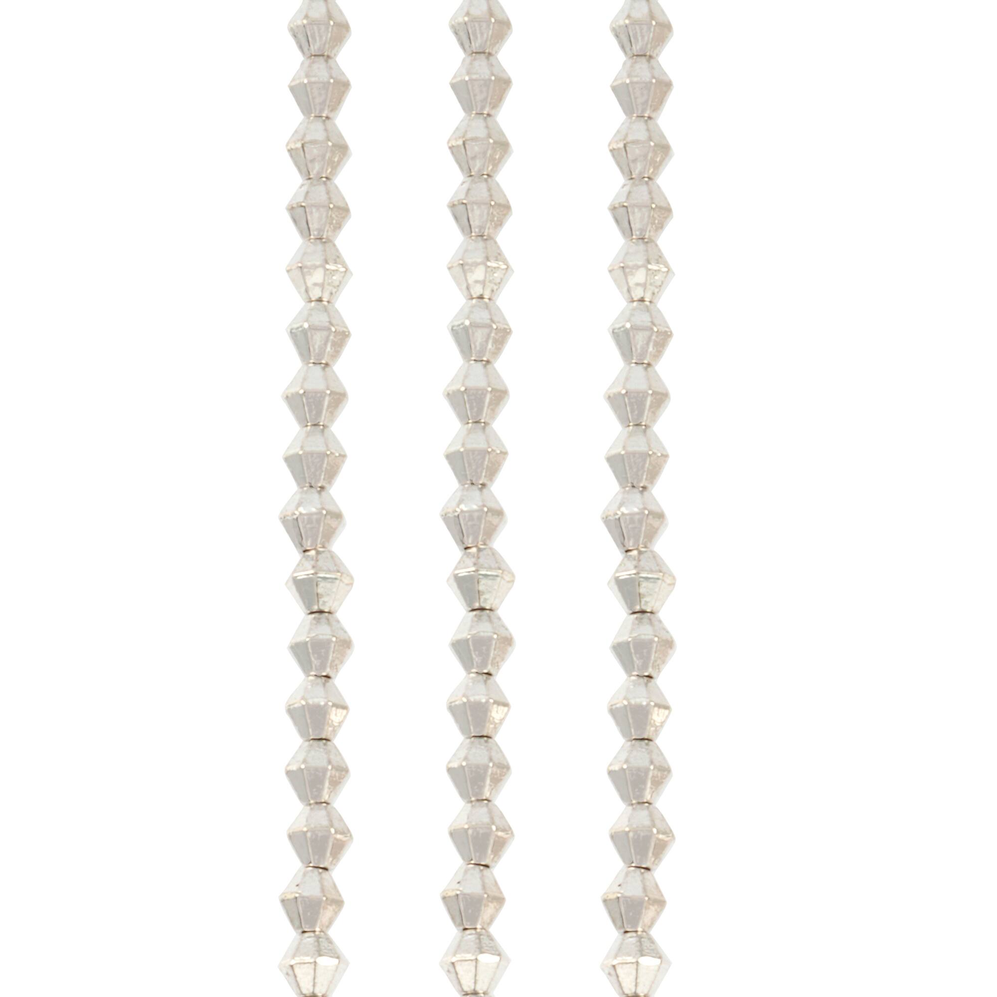 Silver Metal Faceted Bicone Beads, 4mm by Bead Landing™